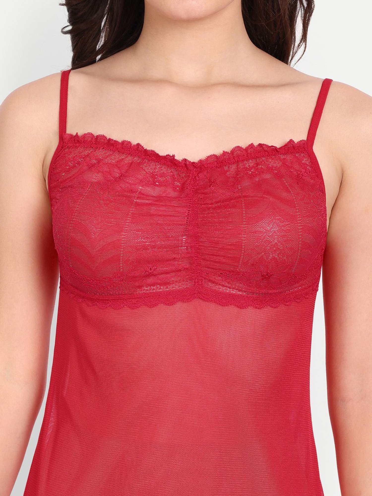 FIMS: Fashion is my Style Black & Red Lace Work Babydoll With Thong