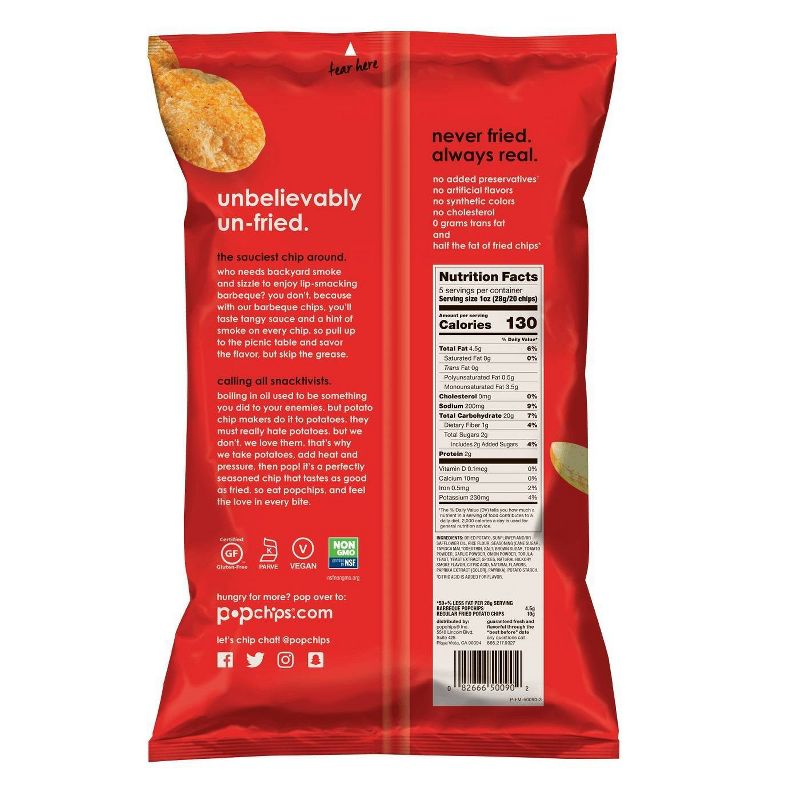 Popchips Barbeque Potato Popped Chip Snack - 5oz