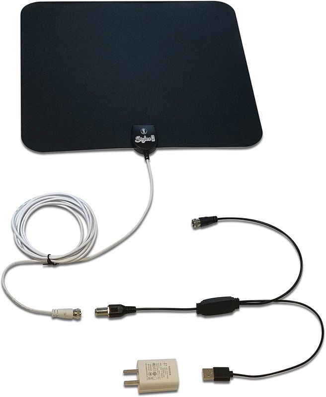 Styles II Super Thin Indoor HD TV Antenna - 50 Mile Range with Detachable Amplifier Signal Booster and 10ft High-Performance Coax Cable - Upgraded Version Better Reception
