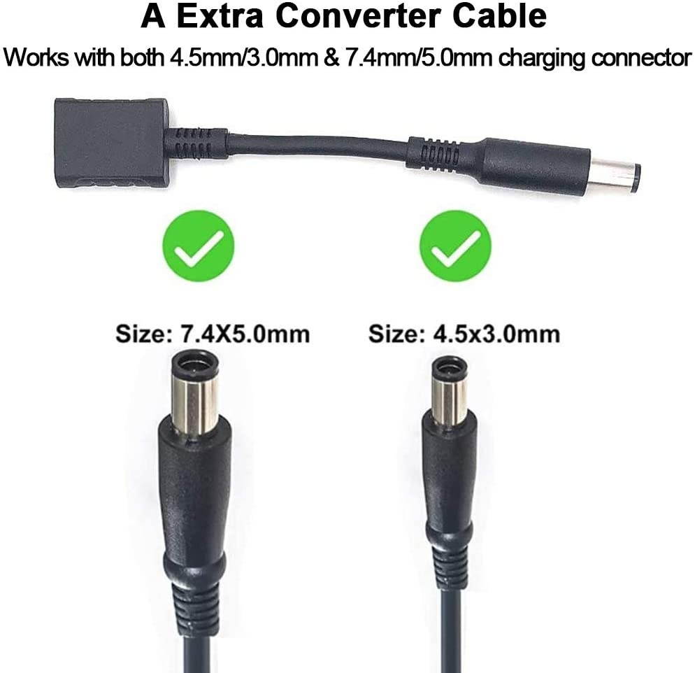 Oyiqar 45W 65W AC Laptop Charger for Dell Inspiron 15-3000 15-5000 15-7000 11-3000 13-5000 13-7000 17-5000 XPS 13 Series 5559 5558 5755 5758 14ft Extra Long Power Adapter Supply Cord UL Listed Charger