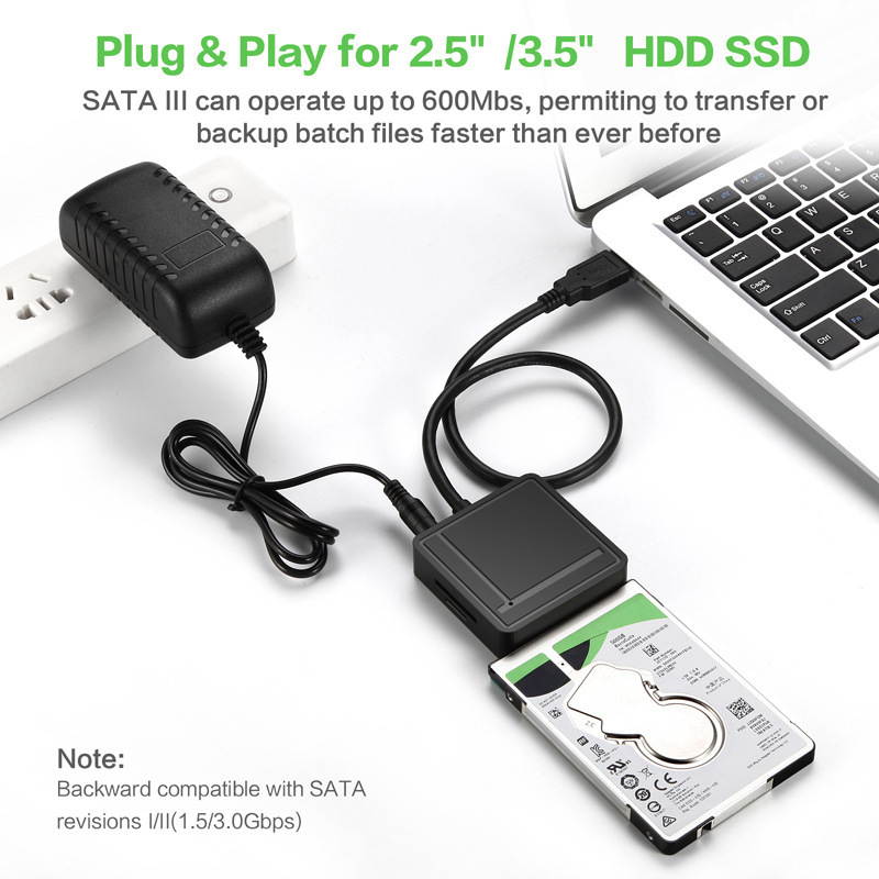 STANSTAR USB 3.0 to SATA Adapter TF SD Card Reader USB 3.0 Hub 2 Ports Converter 3 IN 1 for 2.5&rdquo; 3.5&rdquo; HDD Hard Drive