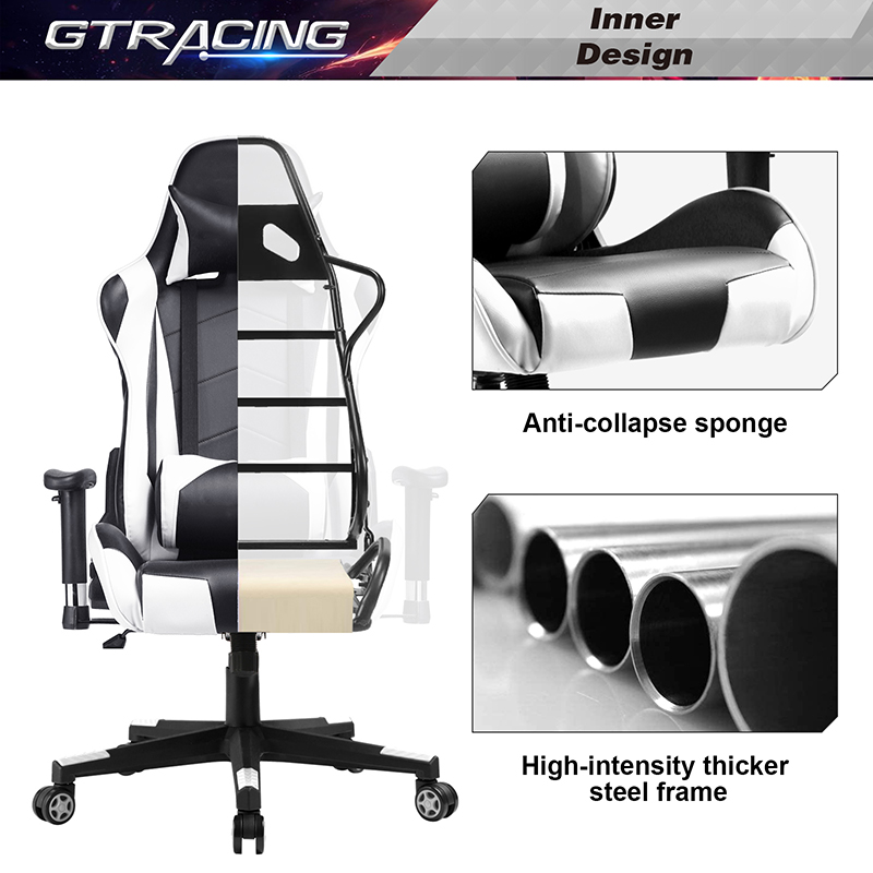 GTRACING Gaming Chair Racing Office Computer Ergonomic Video Game Chair Backrest and Seat Height Adjustable Swivel Recliner with Headrest and Lumbar Pillow Esports Chair