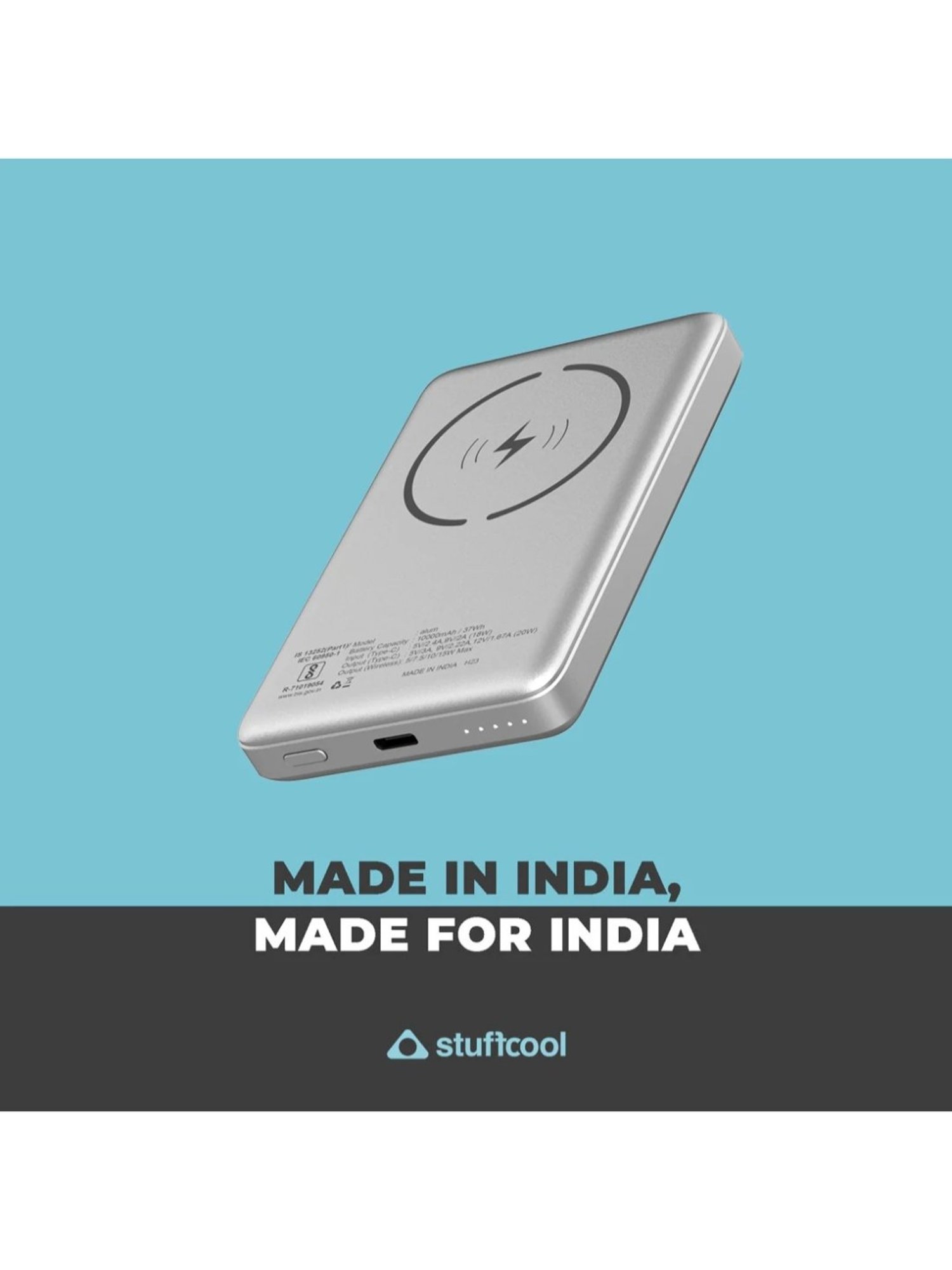Stuffcool Alum 10000mAh Magnetic Wireless Powerbank (Silver)