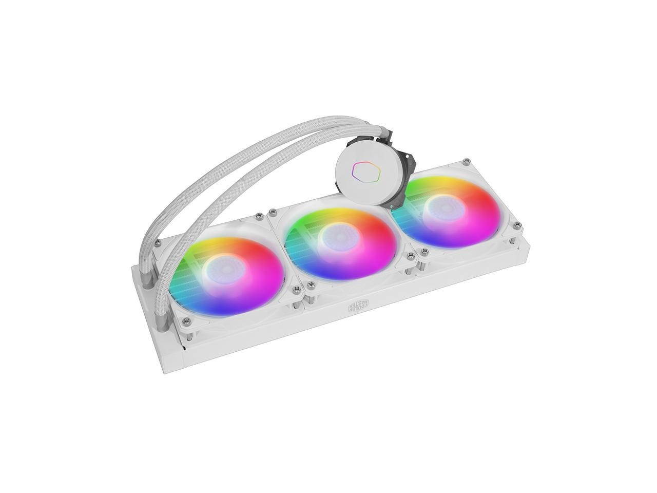 Cooler Master MasterLiquid B360 White Edition ARGB Liquid Cooler, Integrated water-cooled desktop silent CPU cooler, the third generation MasterPump double cavity cold head, AMD 650~1800RPM&plusmn;10%