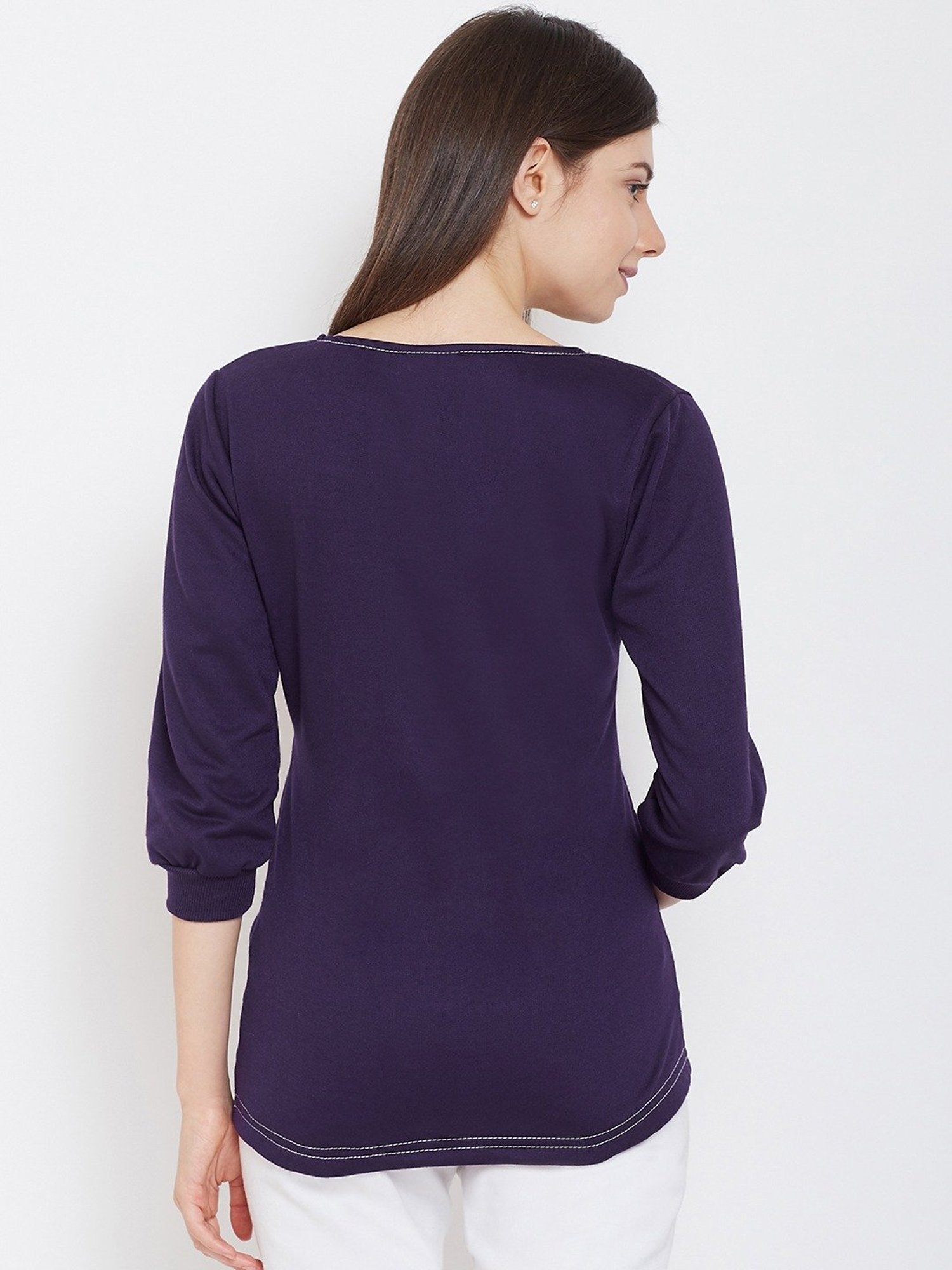 Belle Fille Purple Regular Fit Sweatshirt