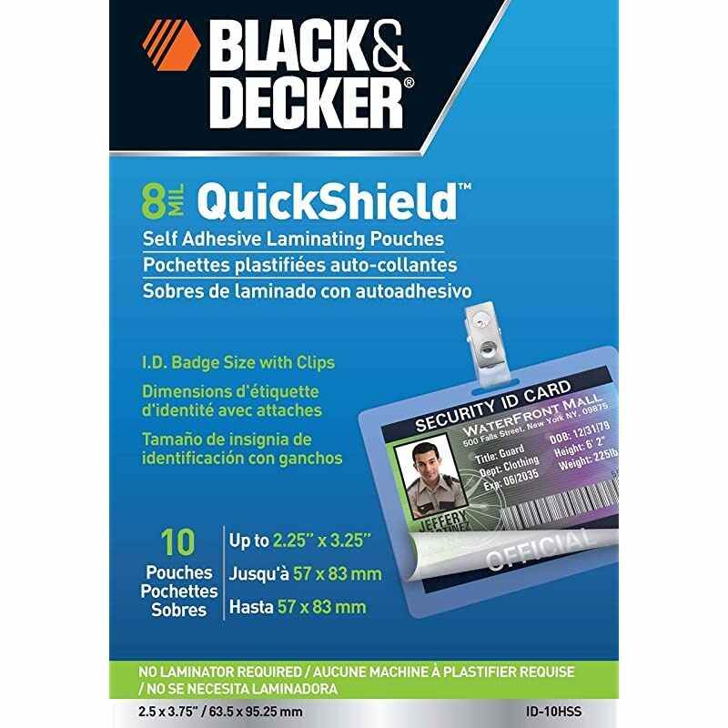 DECKER QuickShield Self-Adhesive ID Badge Pouches, 8-mil, 10 Pack (ID-10HSS)