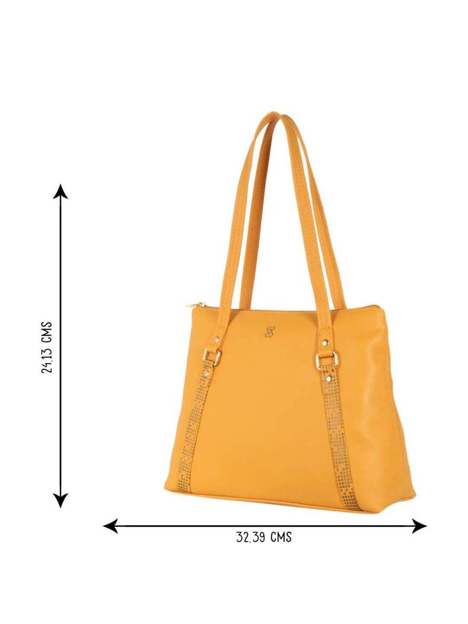 Baggit Yellow Solid Medium Tote Handbag