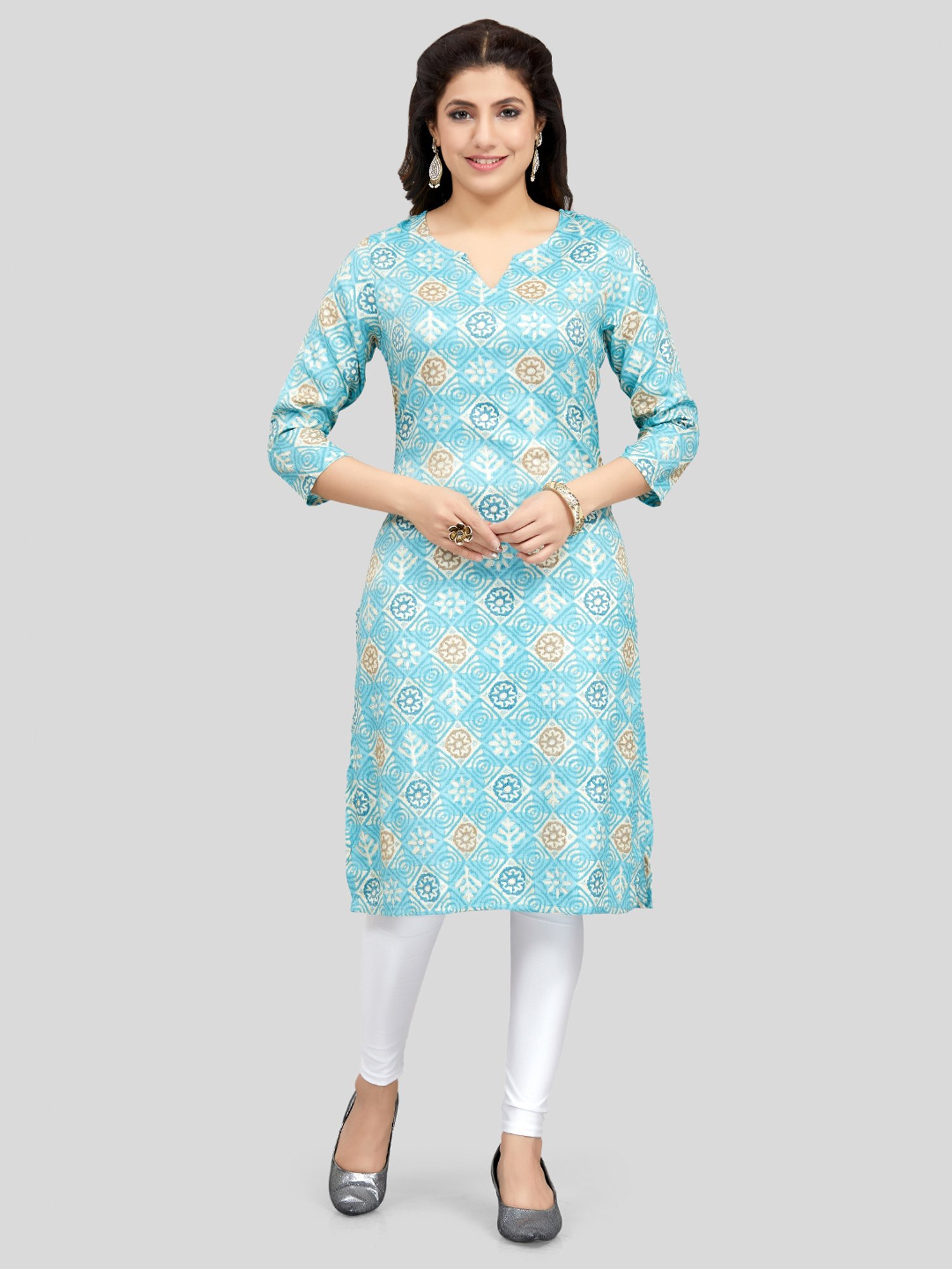 Saree Swarg Blue Printed Straight Kurta