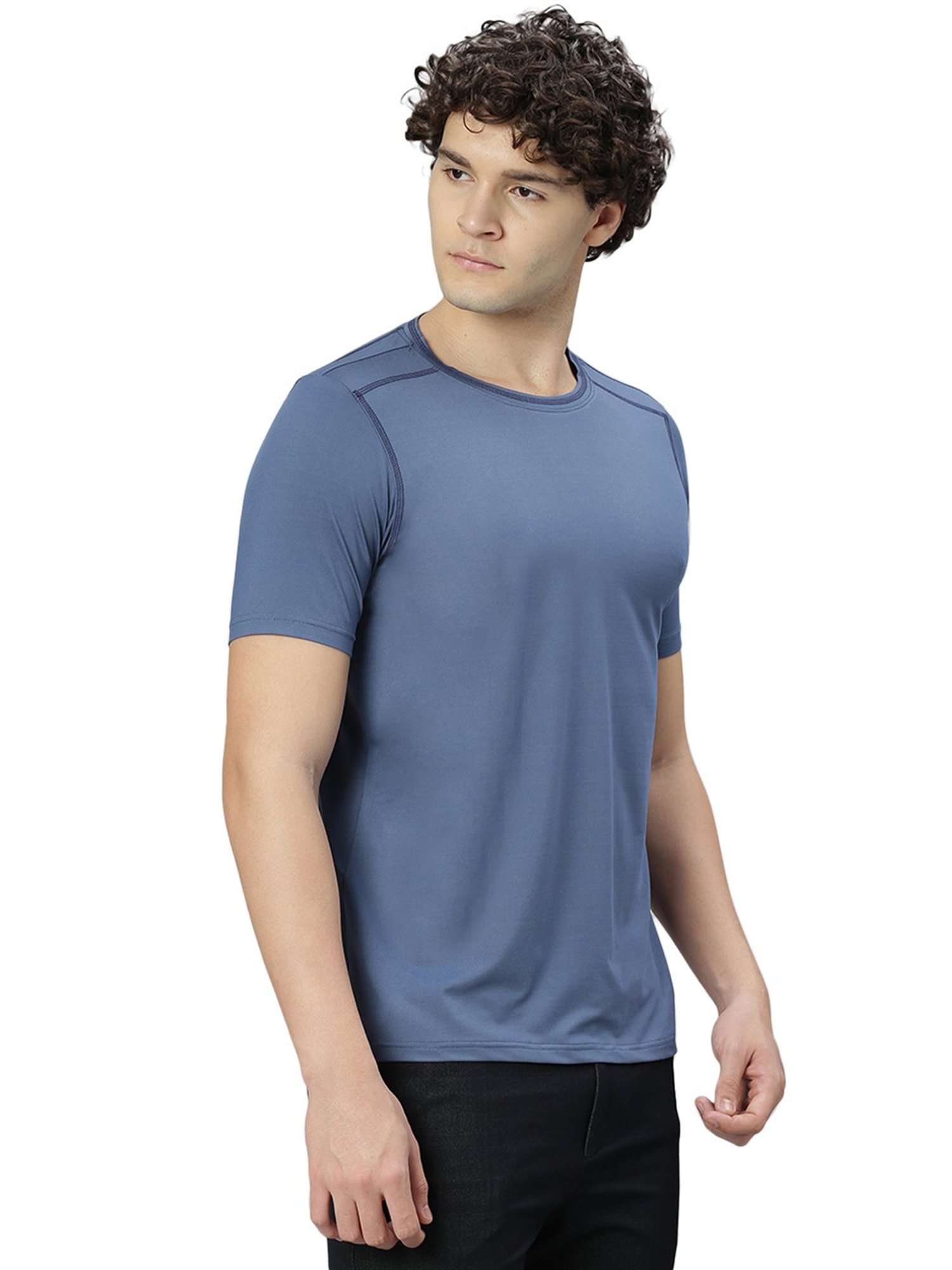 Slowave Blue Regular Fit Crew T-Shirt
