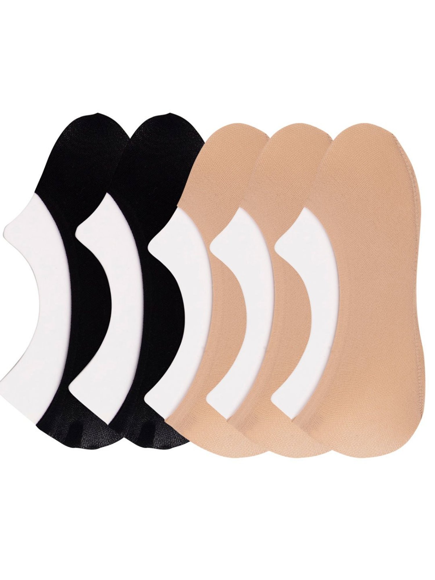 NEXT2SKIN Black & Beige No-show Loafer Socks (Pack of 5)