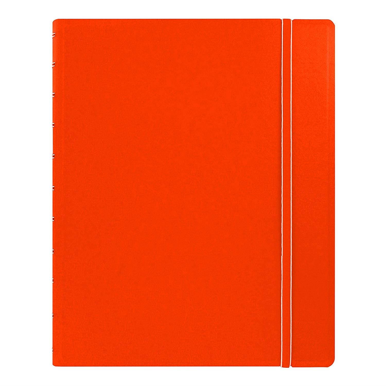 FILOFAX REFILLABLE NOTEBOOK CLASSIC, 10.8" x 8.5" Orange - Elegant leather-look cover with moveable pages - Elastic closure, index, pocket and page marker (B115104U)