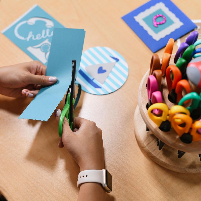 ECR4Kids Craft Scissor Set - Decorative Paper Edger Scissors with Rotating Stand (18 Pieces)