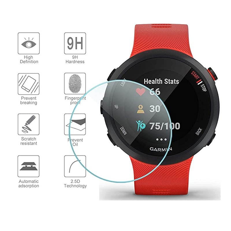 4-Pack for Garmin Forerunner 45 / 45S Screen Protector Tempered Glass for Garmin Forerunner 45S / 45 [2.5D 9H hardness] [Anti-Scratch] [Bubble-Free]