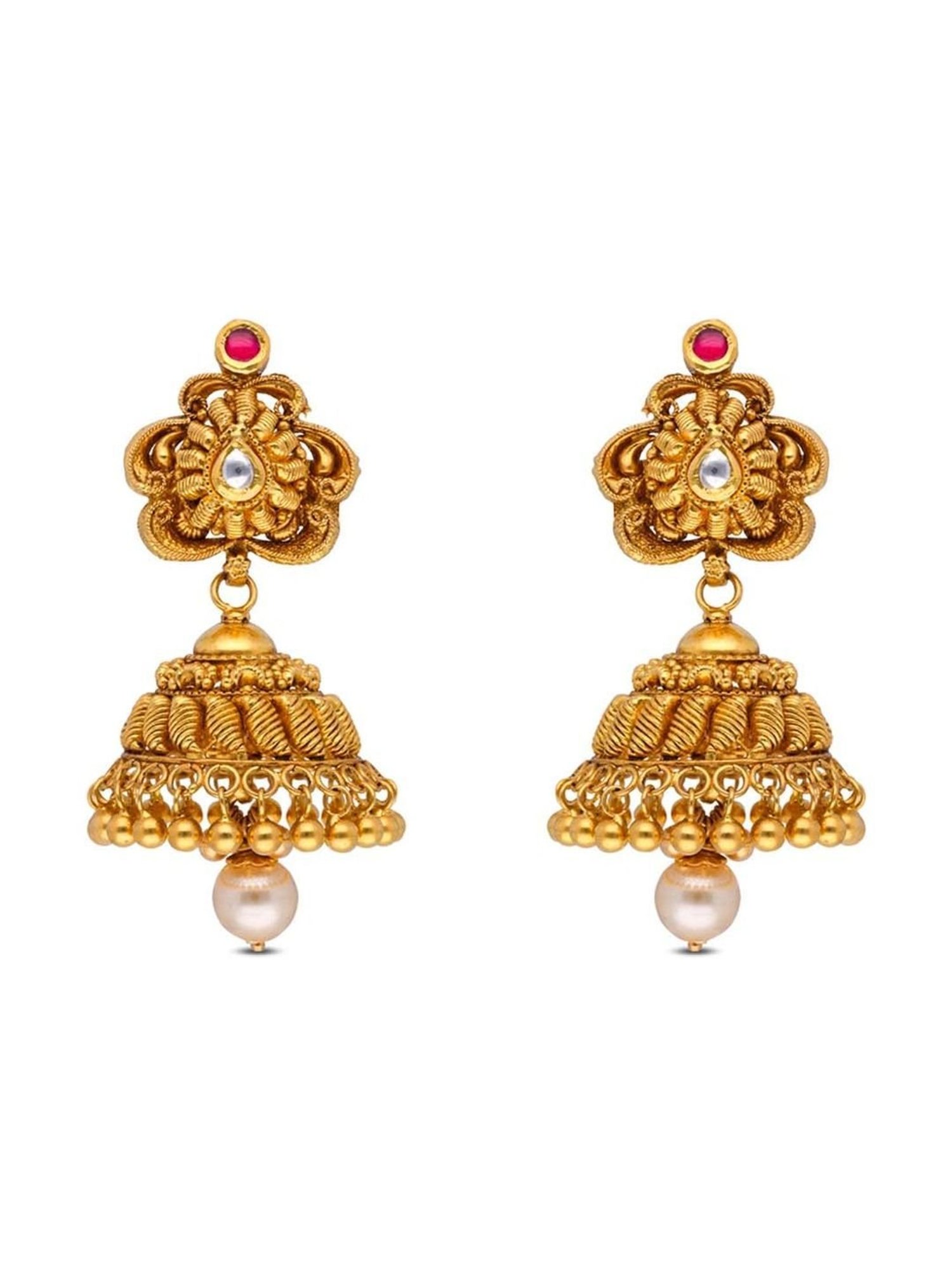 CKC Exquisite Gemset Kundan Gold Eardrops