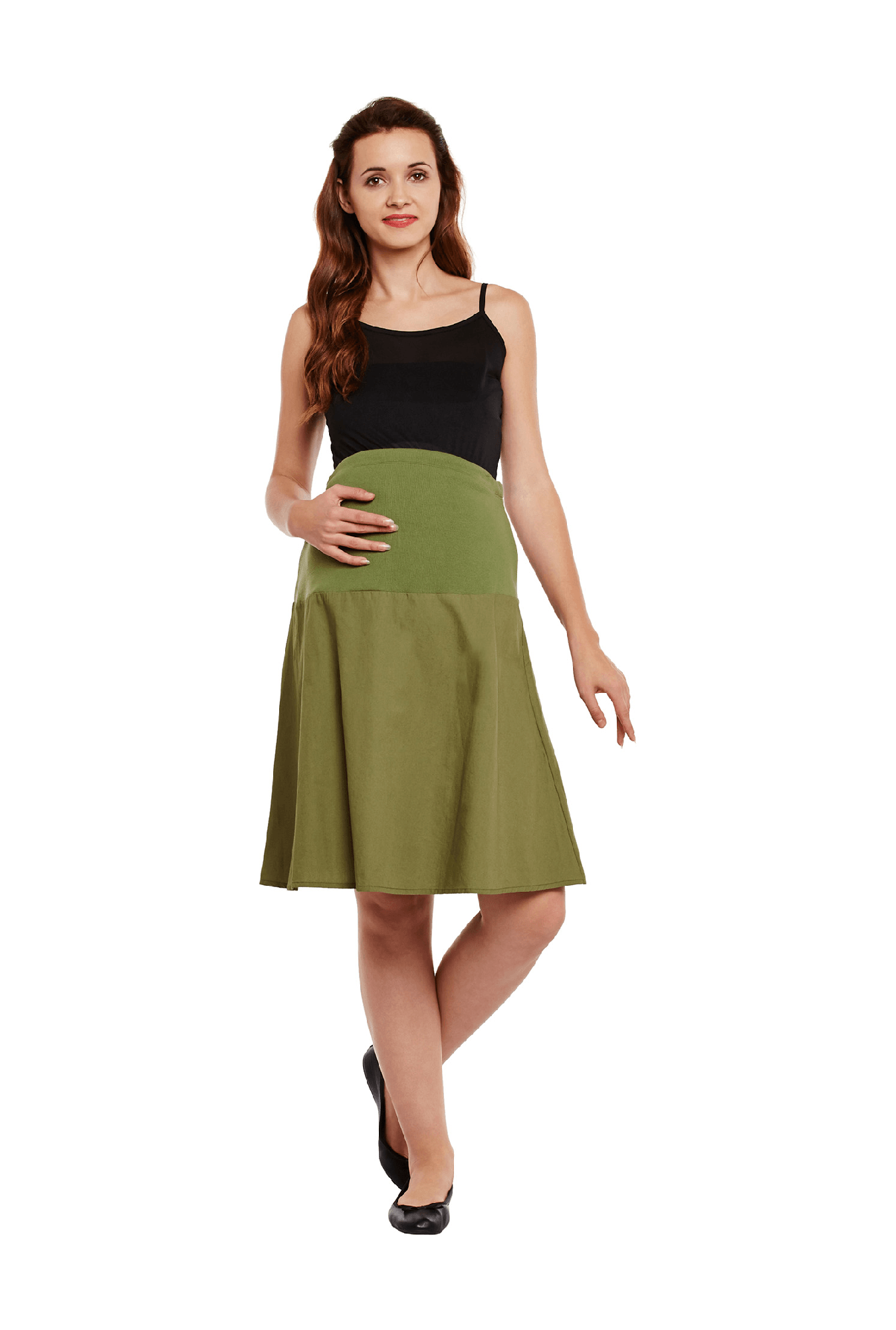 Oxolloxo Maternity Olive Cotton Skirt