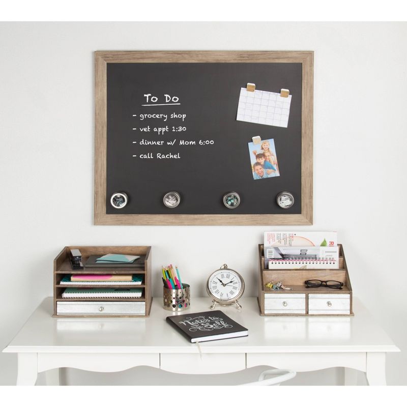 22" x 32" Cates Barn Door Wood Framed Chalkboard Rustic Brown - Kate and Laurel