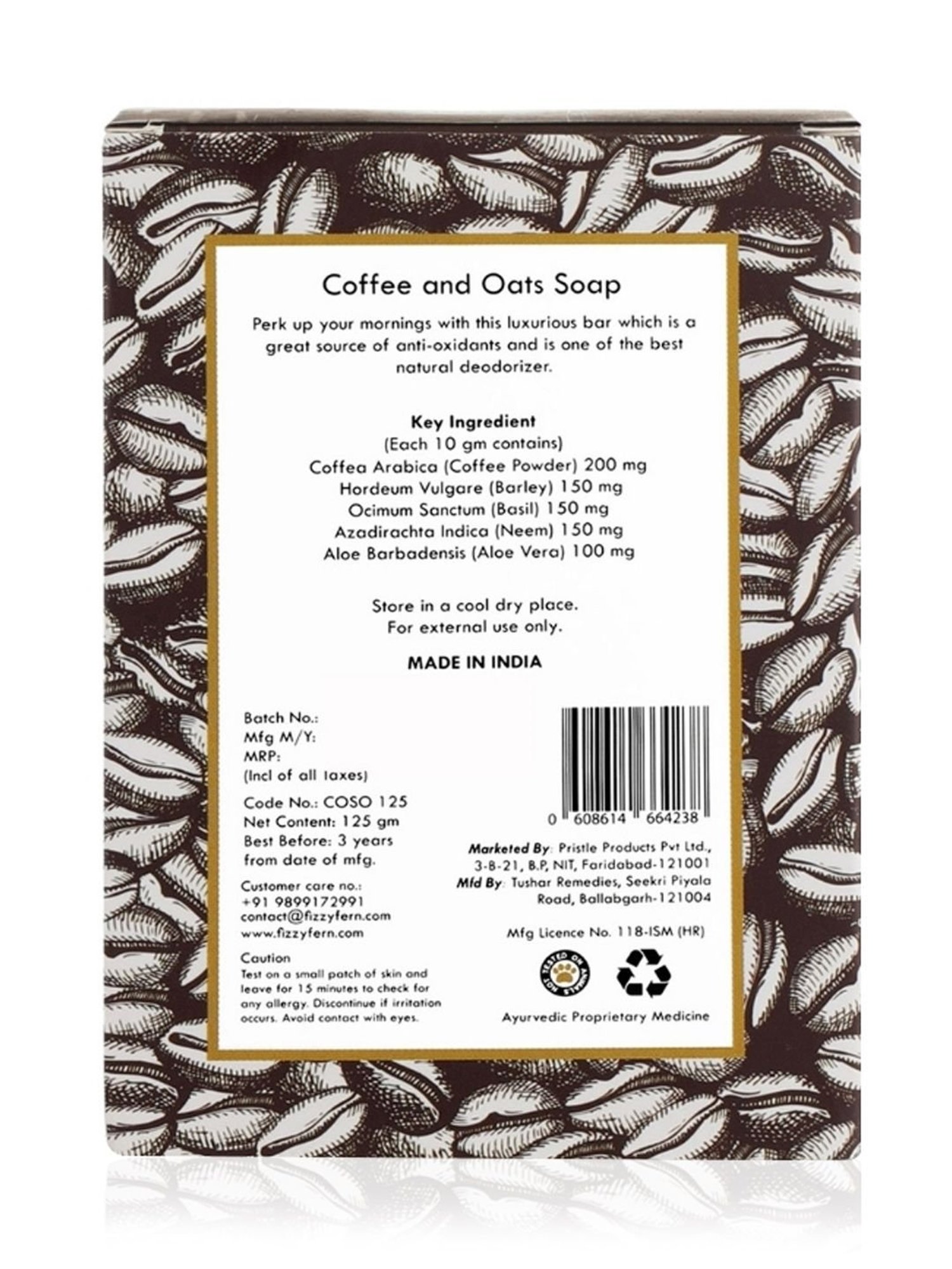 Fizzy Fern Coffee and Oats Soap - 125 gm