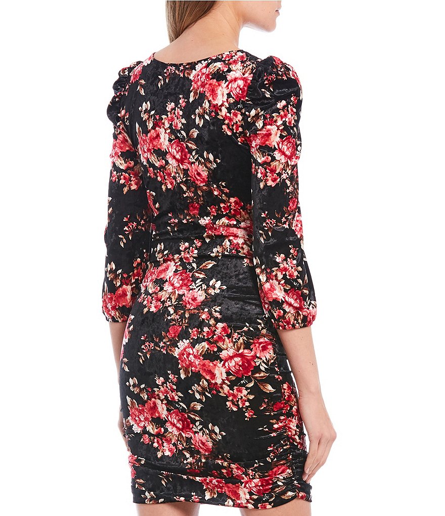 Honey and Rosie Puff Sleeve Shirred Side Floral Print Dress
