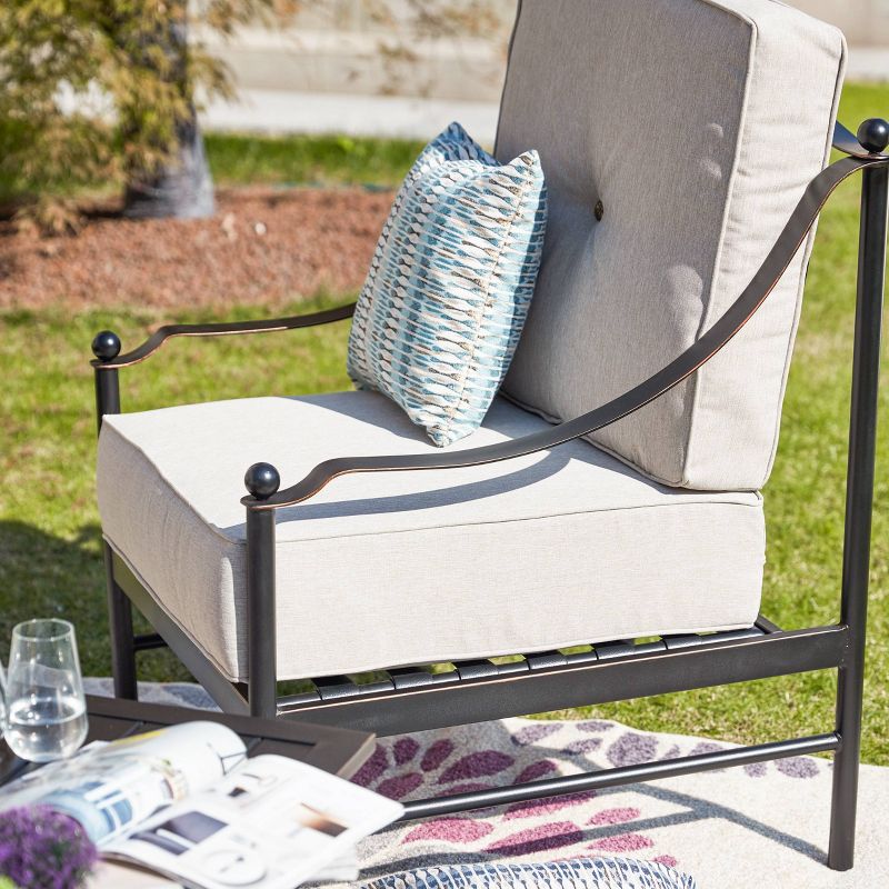 2pc Steel Outdoor Patio Accent Chairs Cream - Lokatse