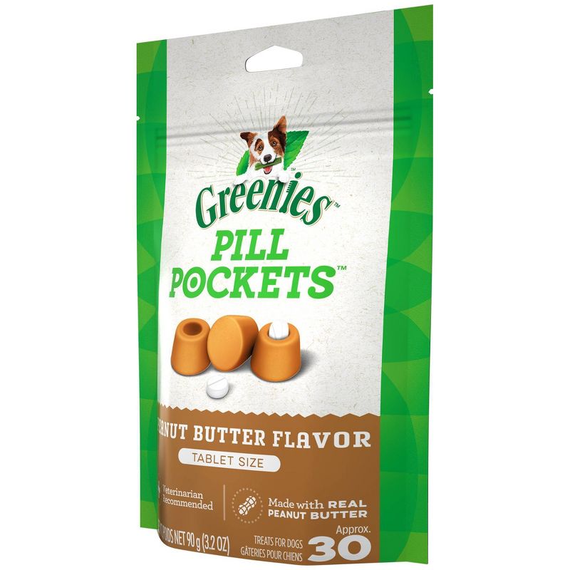 Greenies Dog Tablet Pill Pockets Peanut Butter Chewy Dog Treats - 3.2oz