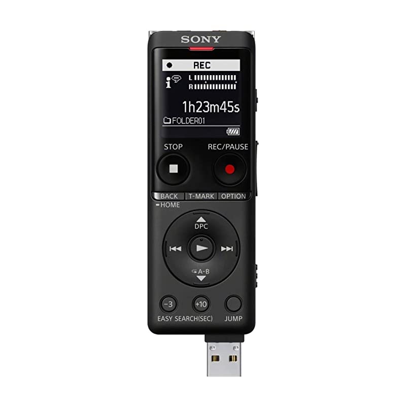 ICD-UX570 Series Digital Voice Recorder (Black) with Built-in USB with 32GB microSD and Knox Gear Hard Carrying case