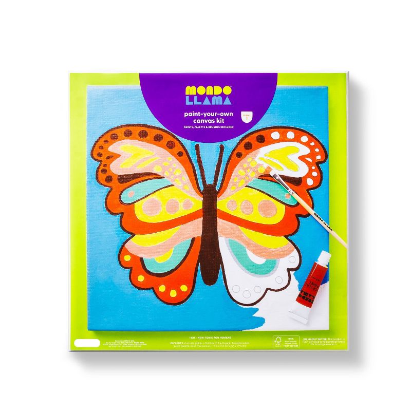 11"x11" Paint-Your-Own Canvas Kit Butterfly - Mondo Llama™