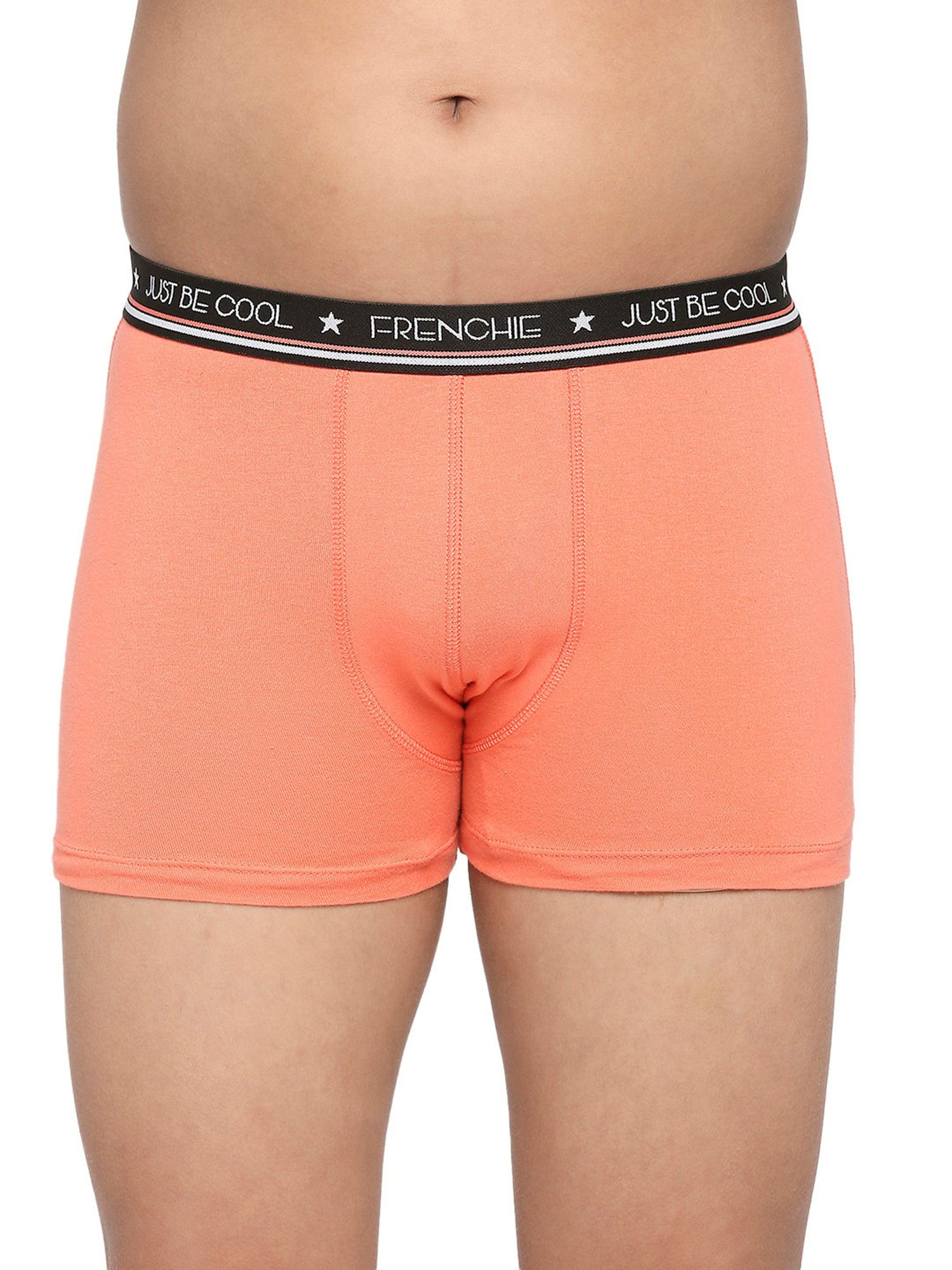 Frenchie Kids Peach & Grey Solid Trunks (Pack Of 2)