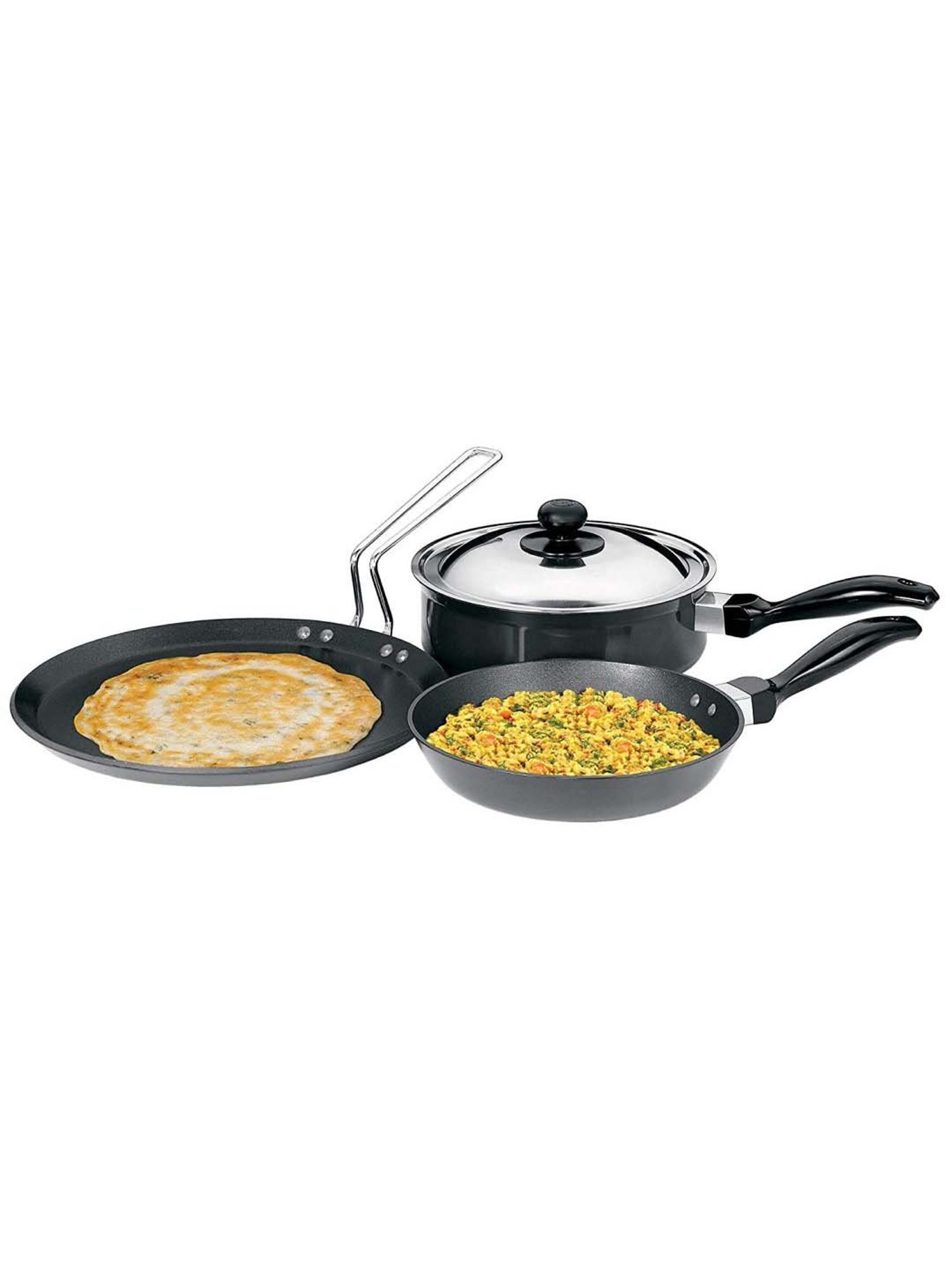 Hawkins Futura Black Aluminium 3 Piece Cookware Set