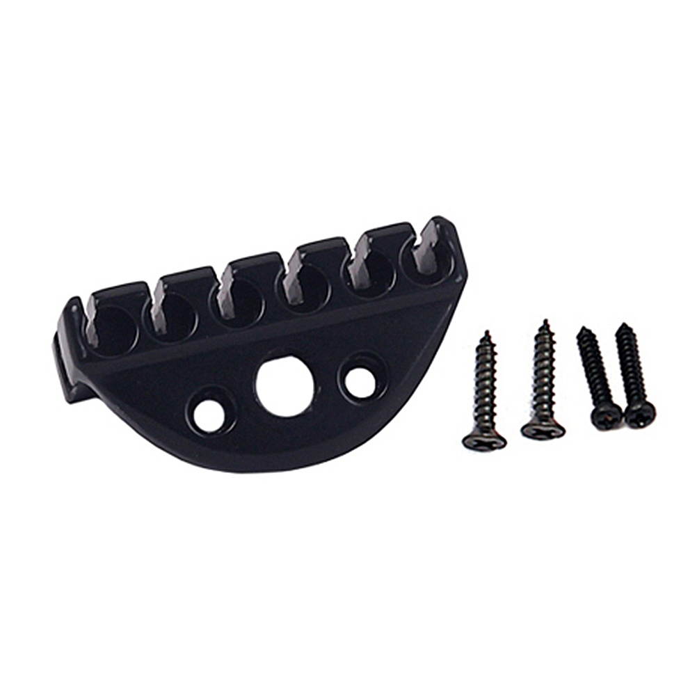 6 String Headless Saddle Bridge Zinc Alloy Strain Plate Bridge for Musical Instrument Guitar (Black)