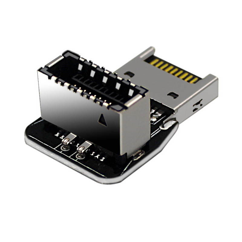 Motherboard USB 3.1 Type-E 20Pin Header 90 Degree Angled Elbow Adapter for USB-C 10G 20G Port Front Panel Rear Bracket Cable-Model-A