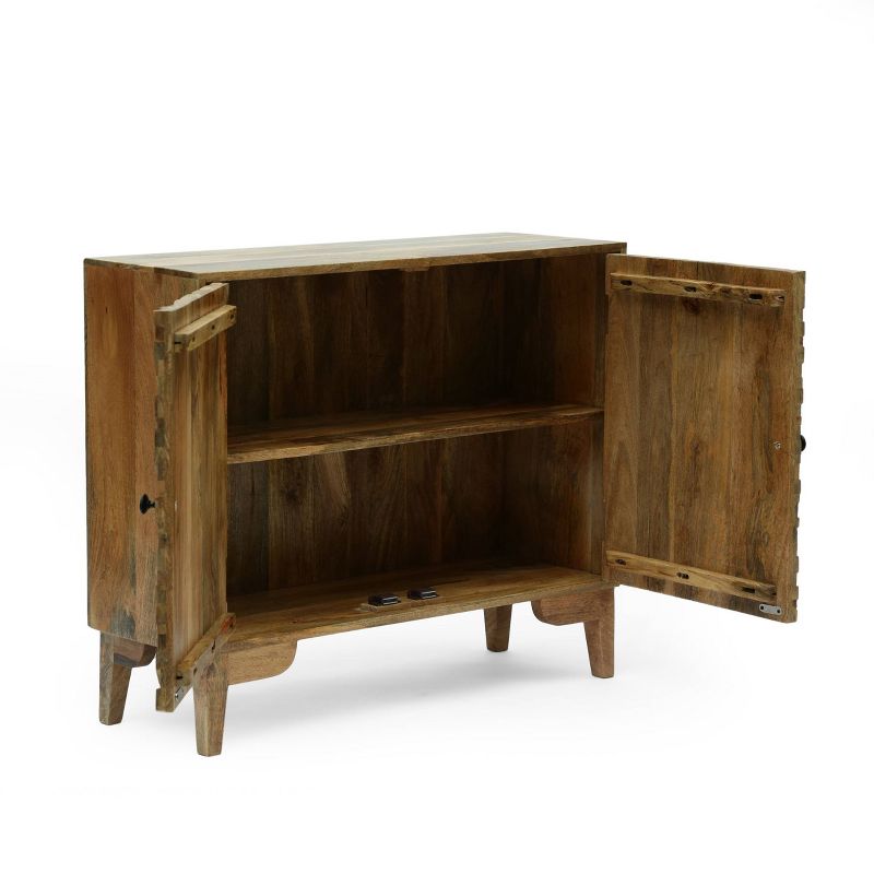 Kolczak Boho Handcrafted Mango Wood 2 Door Cabinet Light Gray - Christopher Knight Home
