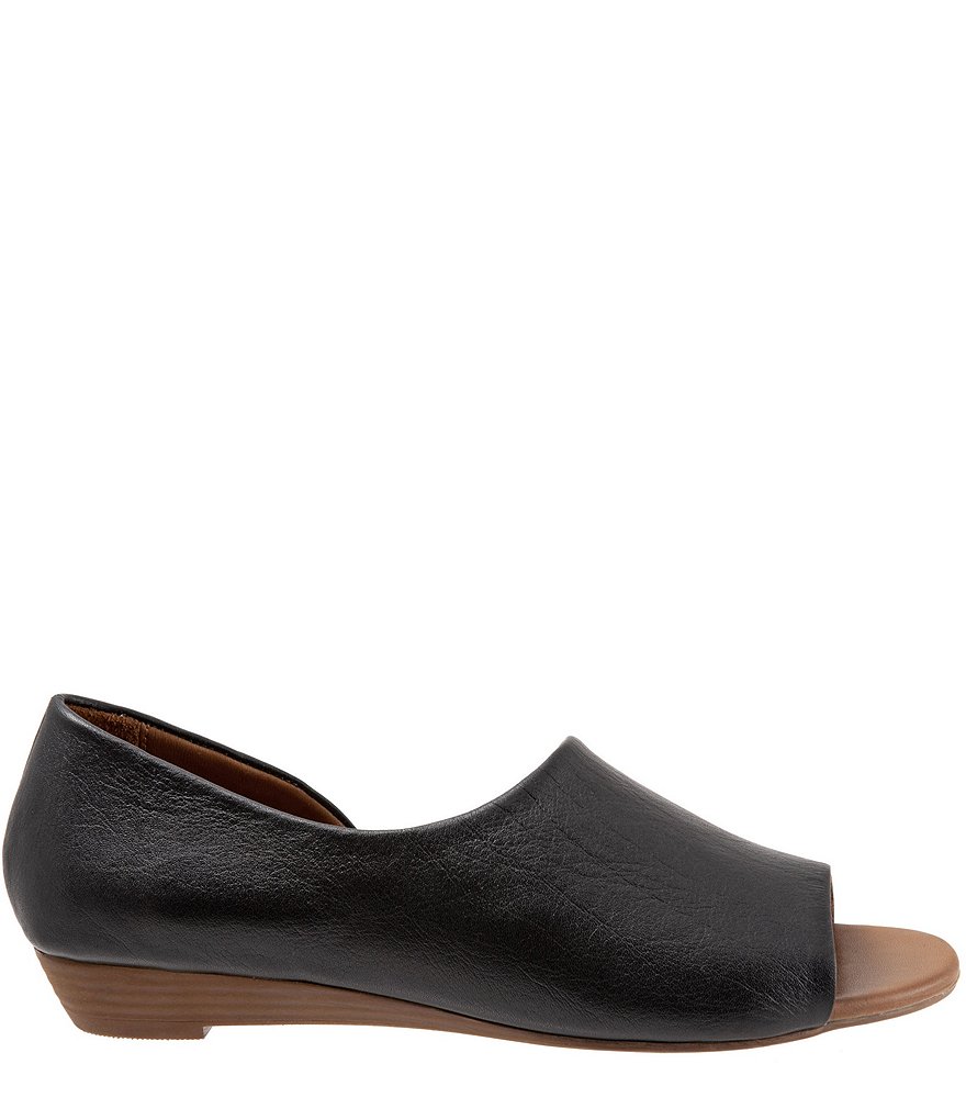 Bueno Anna Leather Demi Wedge Open Toe Slip On Flats