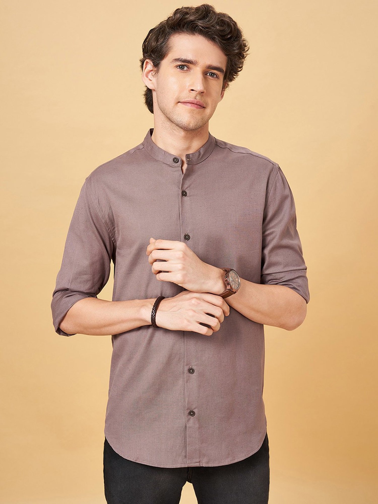 Indus Route by Pantaloons Mauve Regular Fit Shirt