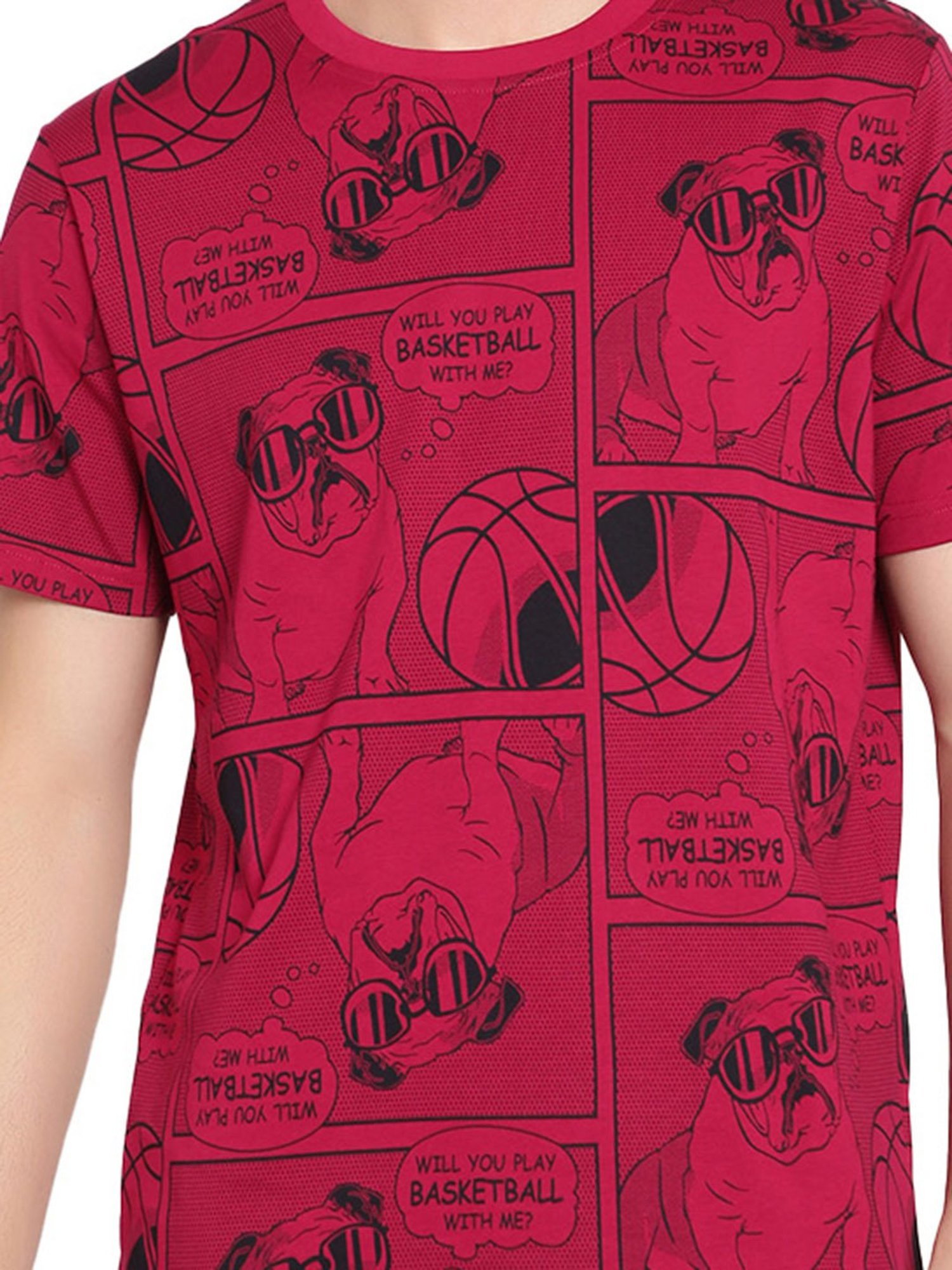 Anta Red Regular Fit Printed Crew T-Shirt