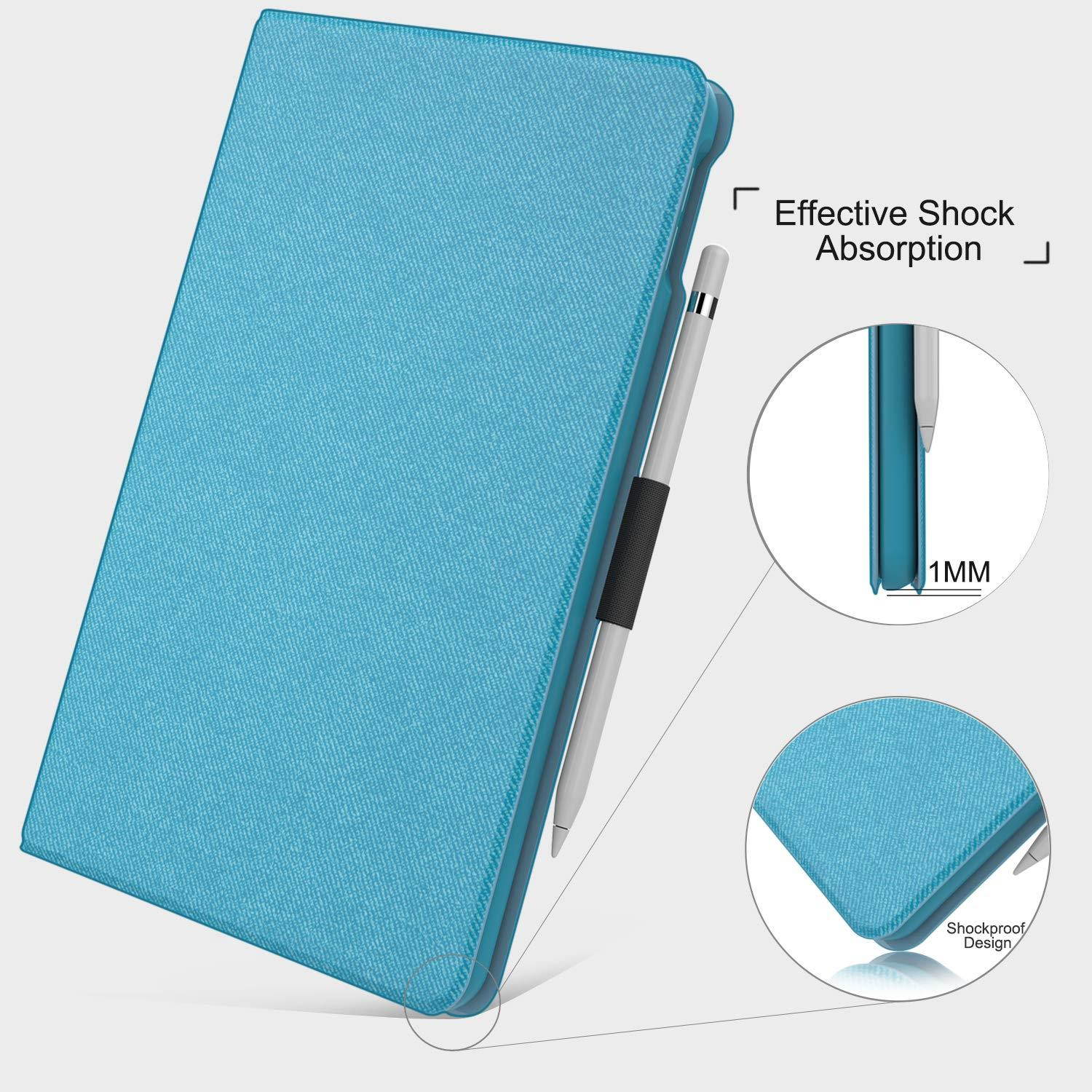 Veco iPad Air 3 10.5" 2019 Case with Pencil Holder, [Denim Series] Premium Folio Flip Stand Case, Soft TPU Back Cover [Auto Sleep/Wake Feature] for Apple New iPad Air 3rd Generation (Blue)