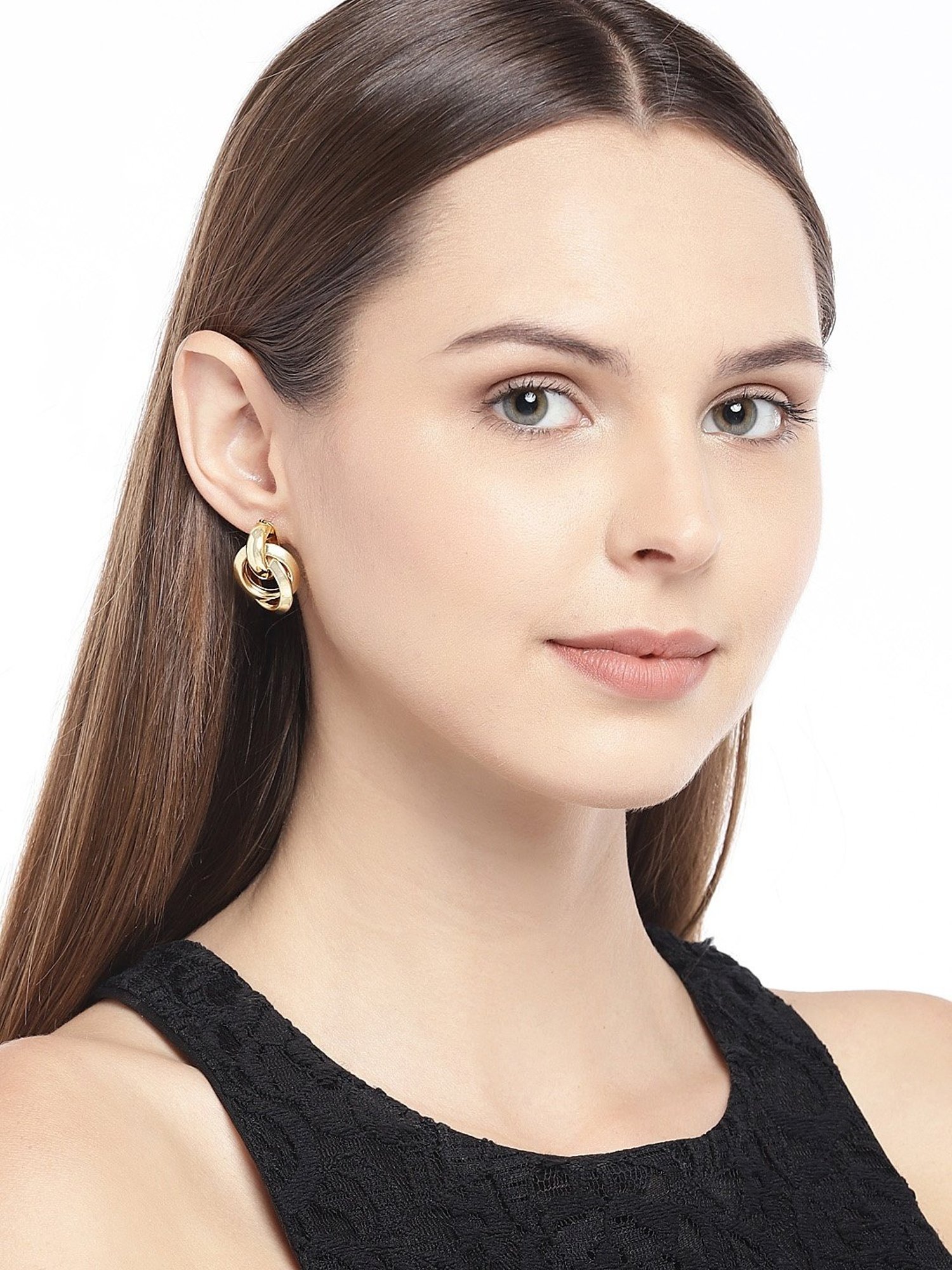 OOMPH Golden Tone Vintage Retro Style Large Fashion Stud Earrings for Women