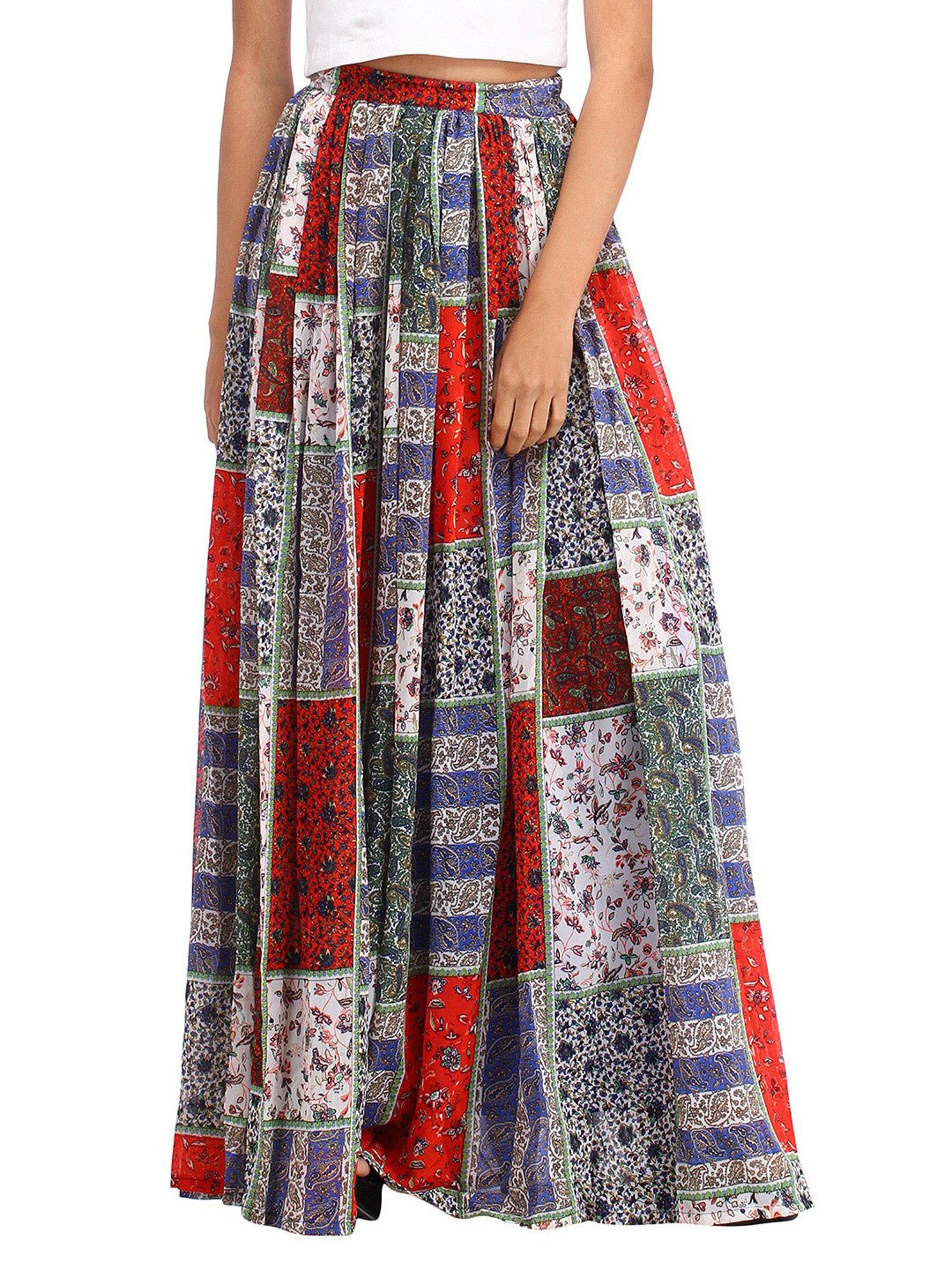 Scorpius Multicolor Georgette Floral Print Skirt