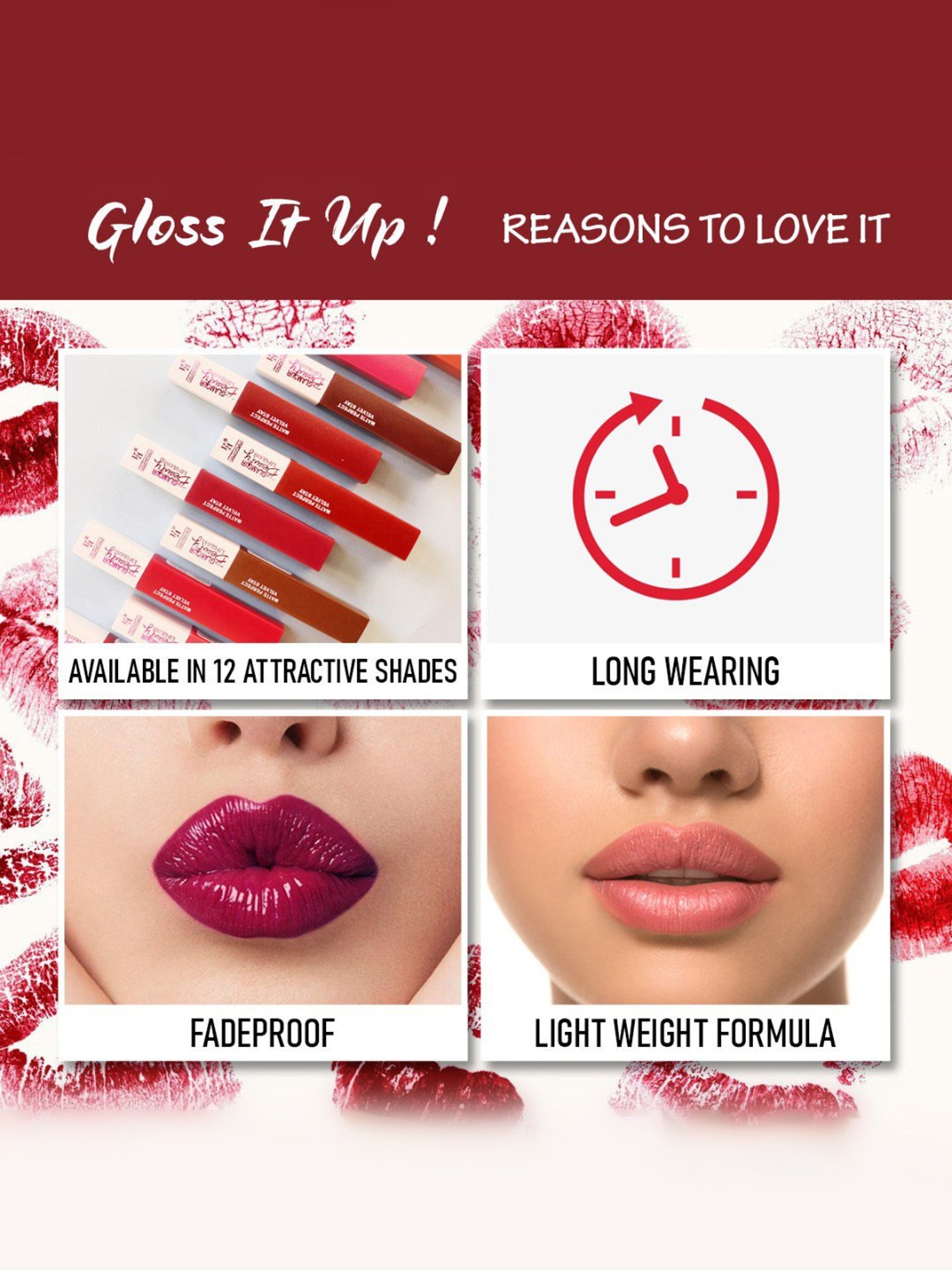 Half N Half Glamour Beauty Matte Perfect Velvet Stay Lip Gloss 06 Mauve Story - 5 ml