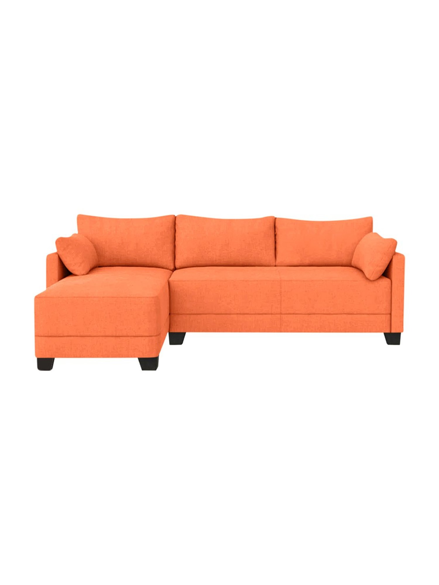 Trevi Duke Orange Fabric & Neem Wood 6 Seater LHS Sectional Sofa