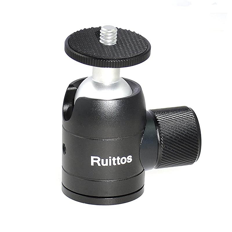 Mini Tripod Ball Head RT12BH 360 Degree Rotation Swivel Tripod Head Mount Metal with 14 Screw for DSLRSLR Camera Compatible with CanonNikonVideo CamcorderSmartphoneiPhone RT12BH