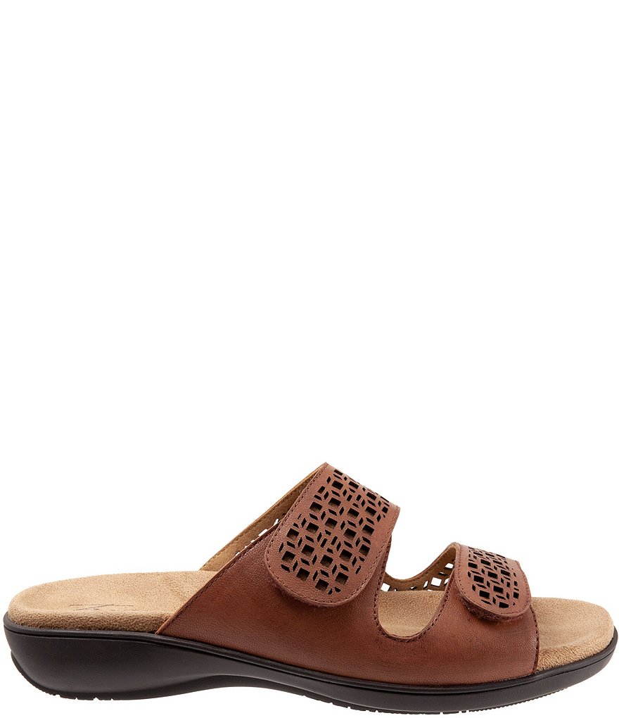 Trotters Ruthie Cutout Leather Hook and Loop Slide Footbed Sandals