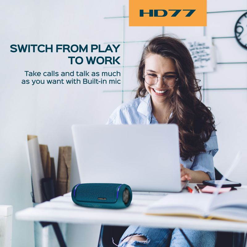 TREBLAB HD77 Premium Bluetooth Speaker TWS - Loud HD Surround Sound, Wireless Dual Pairing, 25W Powerful Bass, 20H Battery, Best for Outdoor Sports - True Stereo IPX6 Waterproof Cordless