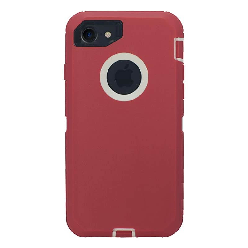 Muscle Series Belt Clip Case for Apple iPhone 7 iPhone 8 iPhone SE 2020 47 2in1 Protective Defender w Screen Protector amp Holster amp KickstandShock amp Drop Proof RedWhite