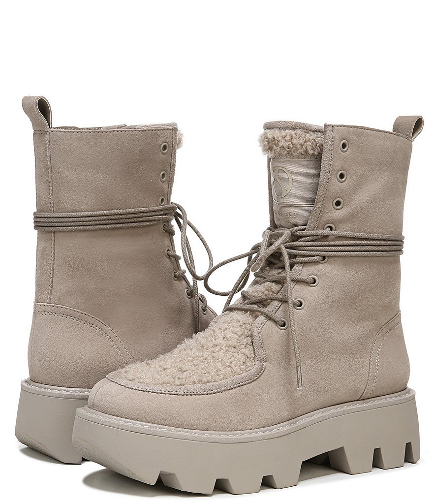 Franco Sarto Margey2 Suede Faux Shearling Platform Combat Booties