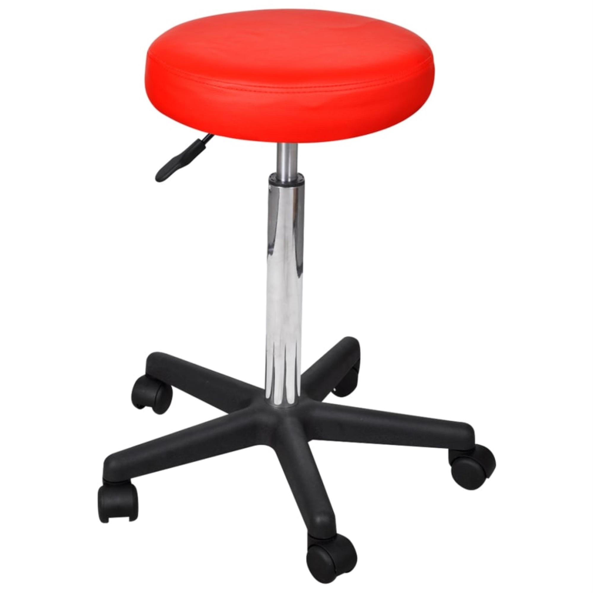vidaXL Office Stool Red Faux Leather Swivel Computer Desk Lounge Seating Chair