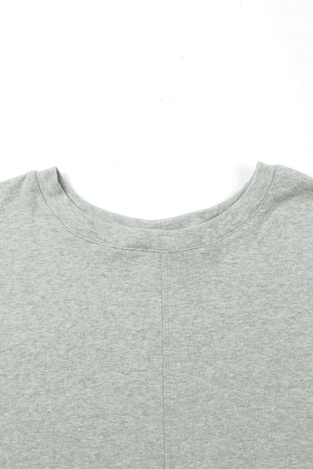 Grey Plain Solid Color Casual Seam Long Sleeve Top