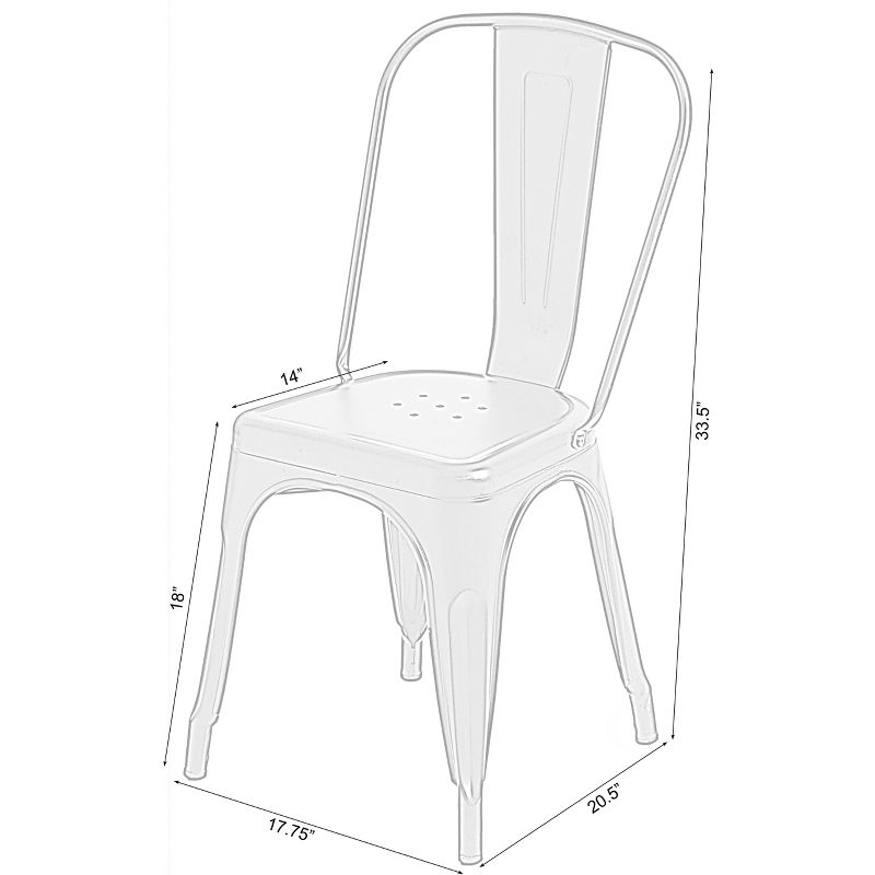 Bold Tones Silver Industrial Metal Dining Bistro Chair with Back