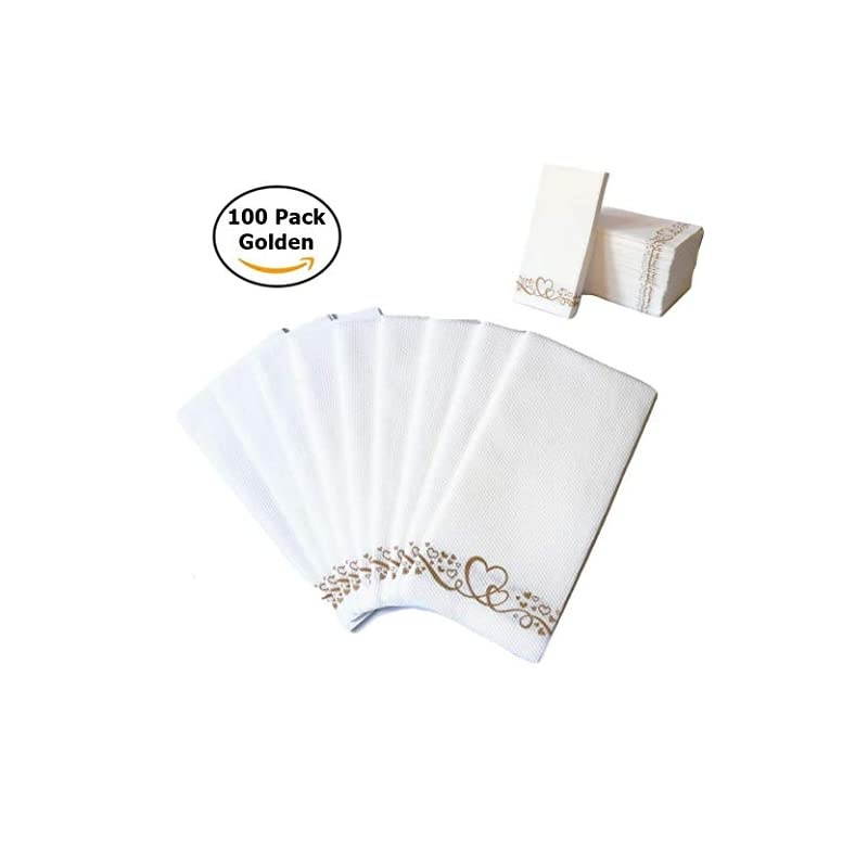 Gold Elegant Sturdy Guest Napkin Holder | Disposable Paper Hand Towel Storage Tray Caddy | Premium Quality | Bathroom Kitchen Dining Table Wedding Party Hotel Office decor | Indoor Outdoor