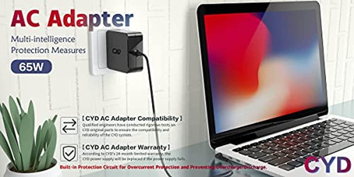CYD 65W 19V 3.42A Laptop Charger Compatible for Asus Charger Laptop AD887320 ADP-65DW B ADP-65GD B ADP-65HB BB ADP-65JH BB ADP-65NH A EXA0703YH Power-AC-Adapter-Power-Cord