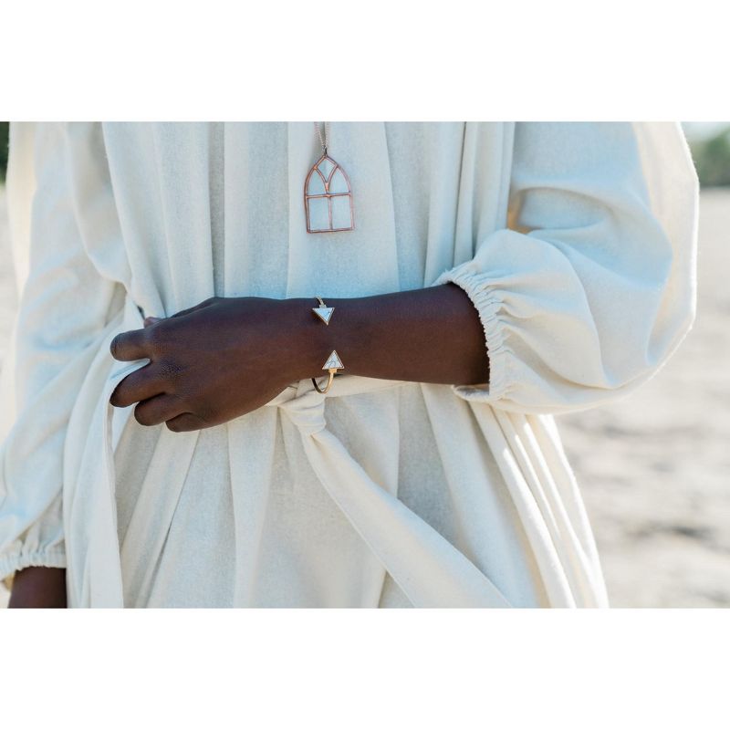 Sanctuary Project Semi Precious White Howlite Arrow Cuff Bracelet Gold